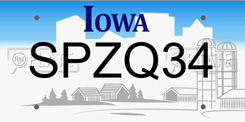 SPZQ34 Iowa License Plate