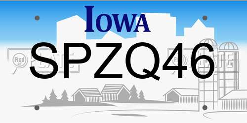 SPZQ46 Iowa License Plate