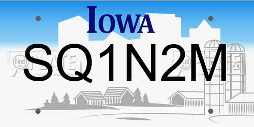 SQ1N2M Iowa License Plate
