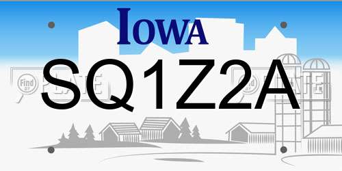 SQ1Z2A Iowa License Plate