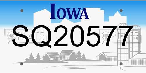 SQ20577 Iowa License Plate