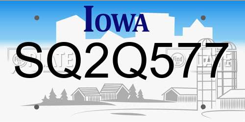 SQ2Q577 Iowa License Plate