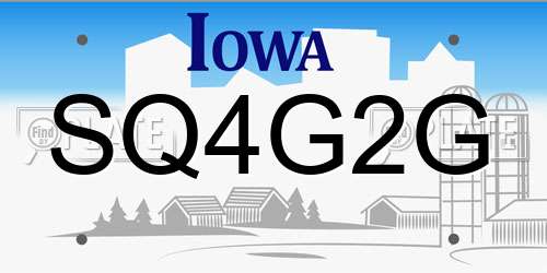 SQ4G2G Iowa License Plate