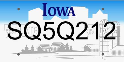 SQ5Q212 Iowa License Plate