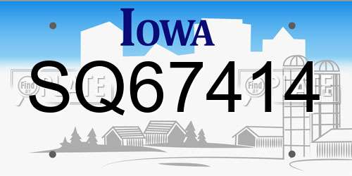 SQ67414 Iowa License Plate