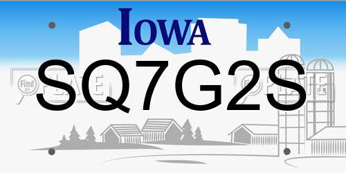 SQ7G2S Iowa License Plate