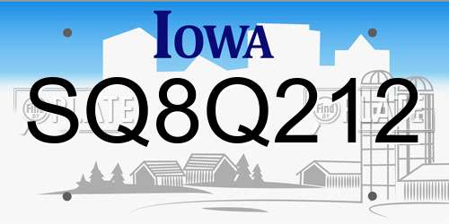 SQ8Q212 Iowa License Plate