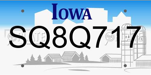 SQ8Q717 Iowa License Plate