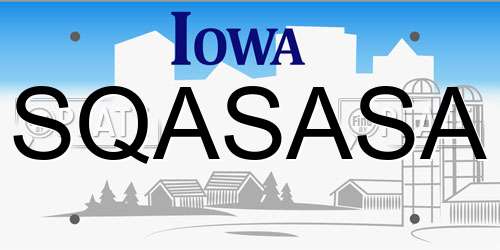 SQASASA Iowa License Plate