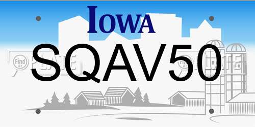 SQAV50 Iowa License Plate