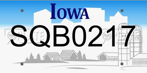 SQB0217 Iowa License Plate