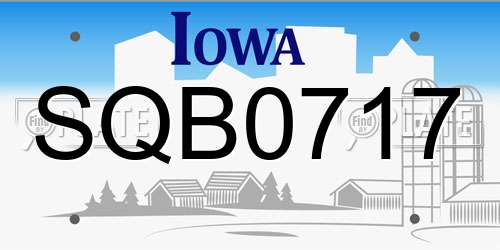 SQB0717 Iowa License Plate