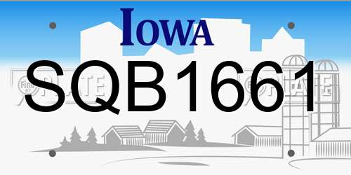 SQB1661 Iowa License Plate