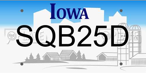 SQB25D Iowa License Plate