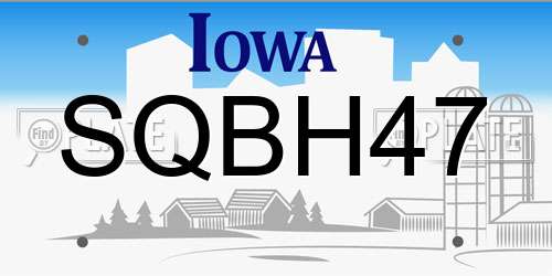 SQBH47 Iowa License Plate