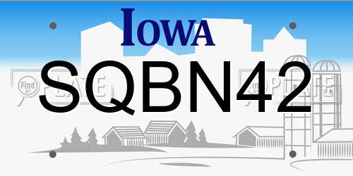 SQBN42 Iowa License Plate