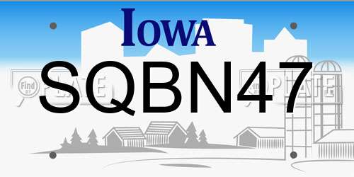 SQBN47 Iowa License Plate