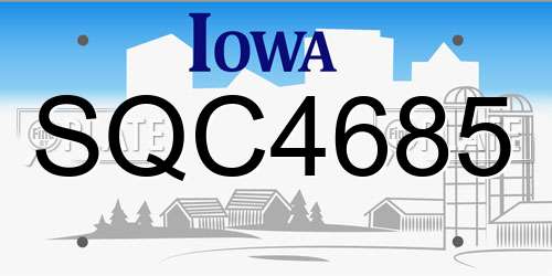 SQC4685 Iowa License Plate