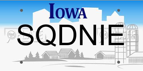 SQDNIE Iowa License Plate