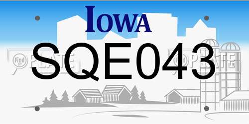 SQE043 Iowa License Plate