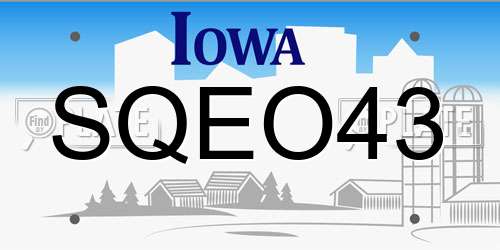 SQEO43 Iowa License Plate