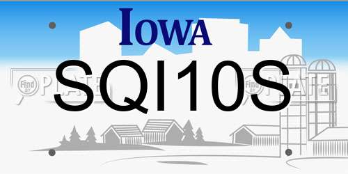 SQI10S Iowa License Plate