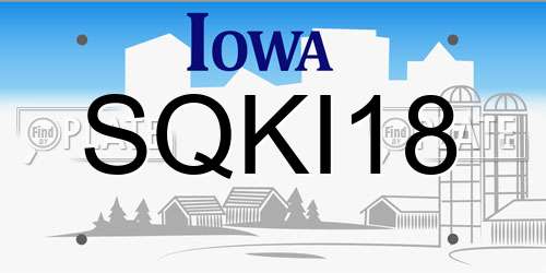 SQKI18 Iowa License Plate