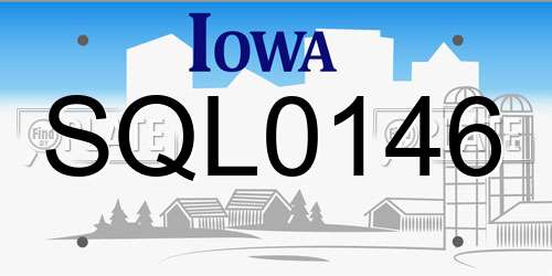 SQL0146 Iowa License Plate