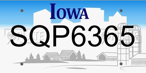 SQP6365 Iowa License Plate