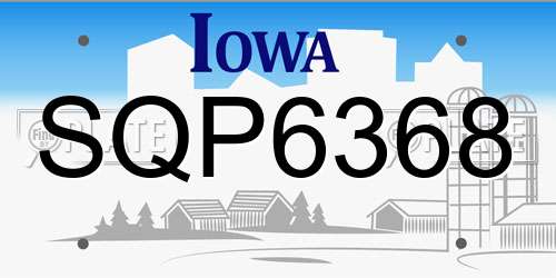 SQP6368 Iowa License Plate
