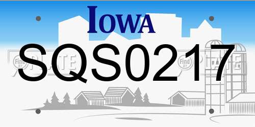 SQS0217 Iowa License Plate