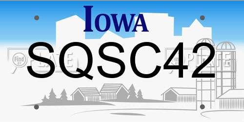SQSC42 Iowa License Plate
