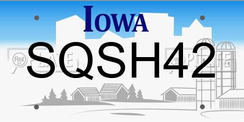 SQSH42 Iowa License Plate