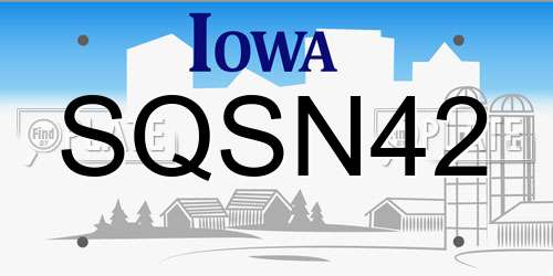 SQSN42 Iowa License Plate