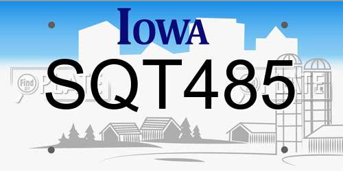 SQT485 Iowa License Plate