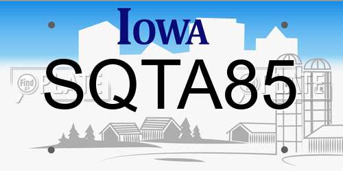SQTA85 Iowa License Plate
