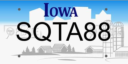 SQTA88 Iowa License Plate