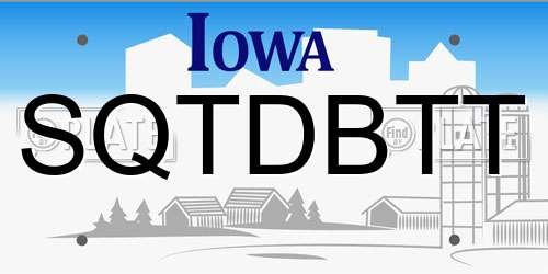 SQTDBTT Iowa License Plate