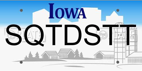 SQTDSTT Iowa License Plate
