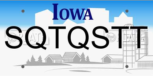 SQTQSTT Iowa License Plate