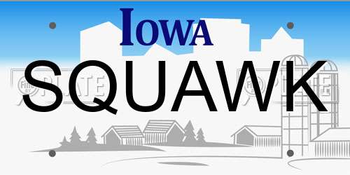 SQUAWK Iowa License Plate