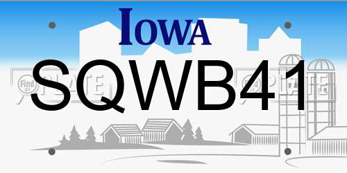 SQWB41 Iowa License Plate
