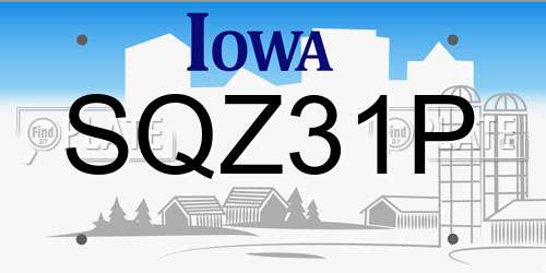 SQZ31P Iowa License Plate