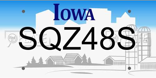 SQZ48S Iowa License Plate