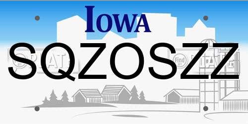 SQZOSZZ Iowa License Plate