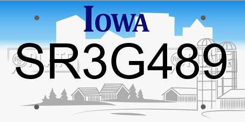 SR3G489 Iowa License Plate