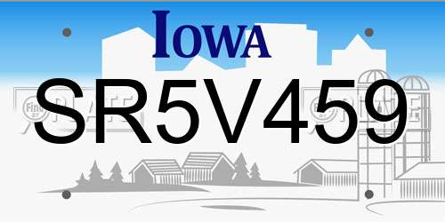 SR5V459 Iowa License Plate