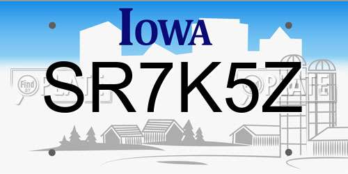 SR7K5Z Iowa License Plate