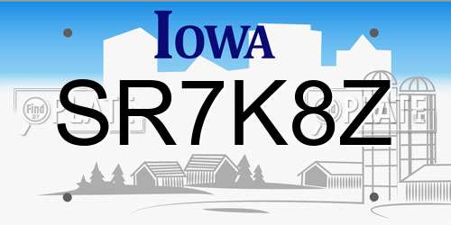 SR7K8Z Iowa License Plate