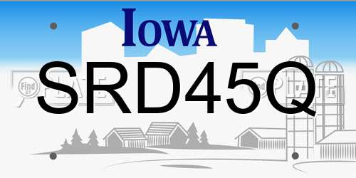 SRD45Q Iowa License Plate